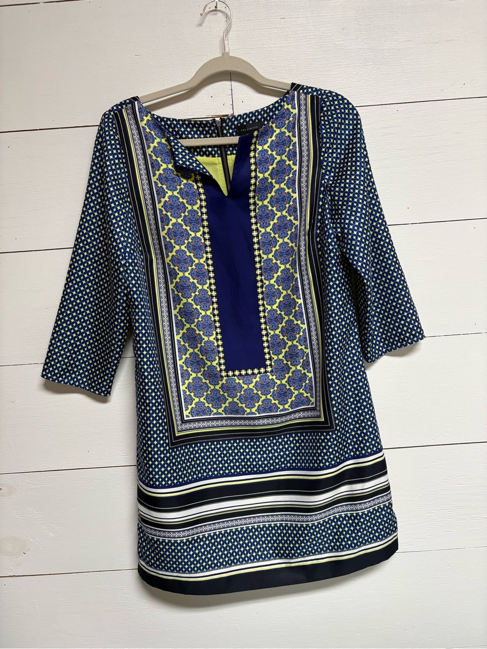 The Limited Blue & Lime Geometric Shift Dress Size Small